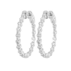Rachel Koen Diamond Hoop Earrings 14K White Gold 1.60Cttw